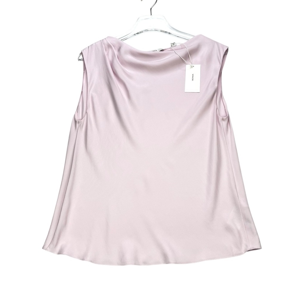 Vince Silk Blend Asymmetric Draped Cap-Sleeve blouse, NWT, M